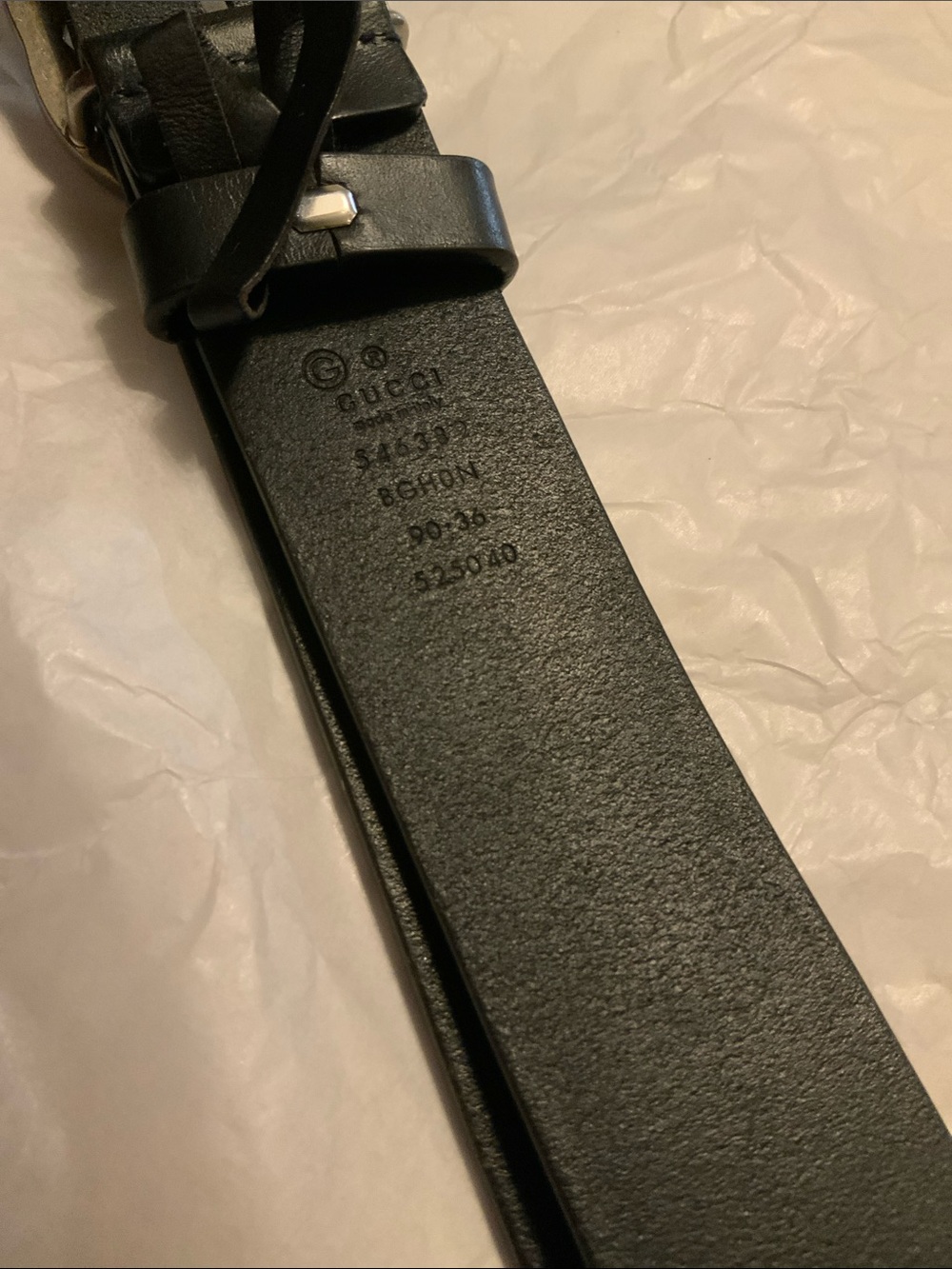 Gucci Belt GG Black Smooth Leather 1.5 Inch Size 90/36. Pre own good condition. - Picture 5 of 5
